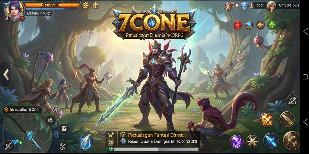 Screenshot menunjukkan aksi seru dalam petualangan MMORPG di 7CONE.