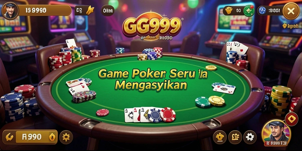 Screenshot gameplay GG999 menampilkan suasana bermain poker yang seru dan menegangkan.