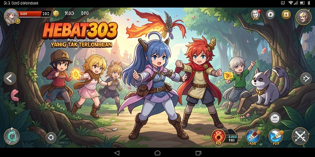 Gameplay HEBAT303 yang menampilkan pertarungan karakter anime.
