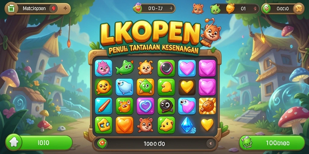 Tampilan gameplay menarik dari LKOPEN dengan kombinasi warna cerah.