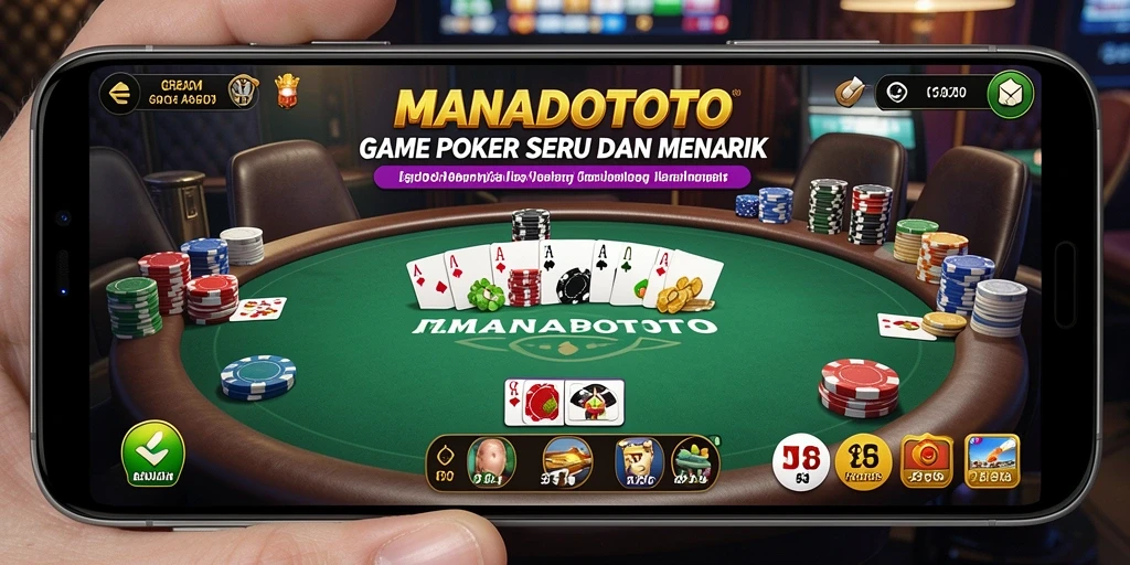 Tampilan gameplay MANADOTOTO yang mendebarkan dan penuh strategi poker.