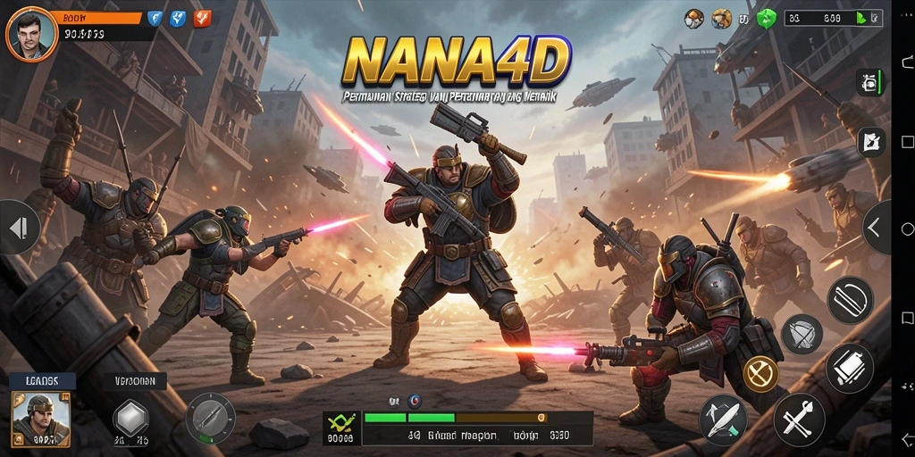 Tangkapan layar NANA4D menampilkan aksi pertempuran yang intens.