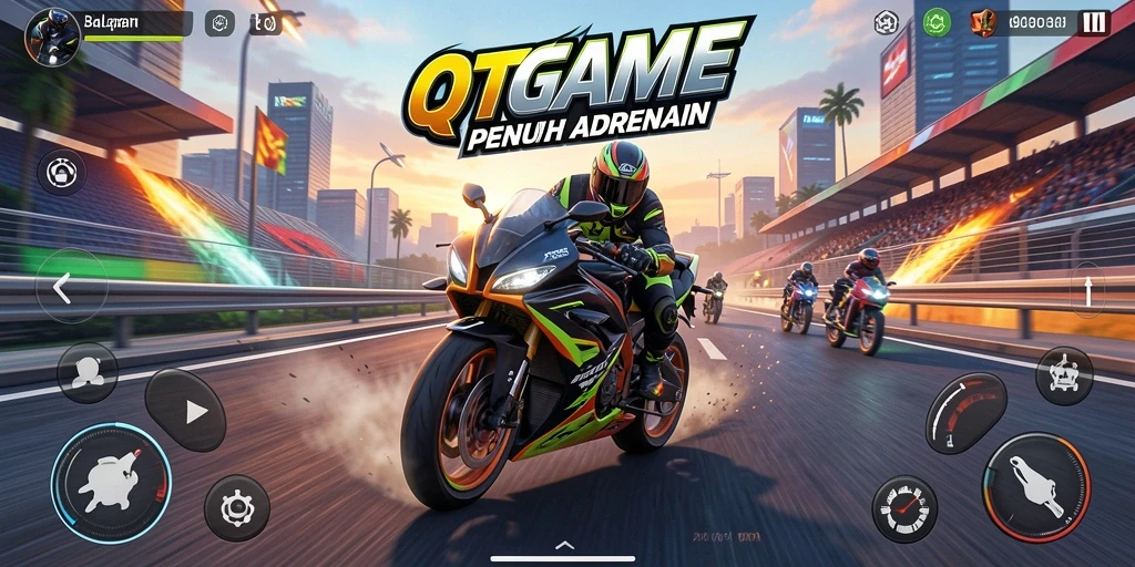 Gameplay seru balapan motor di QTGAME.