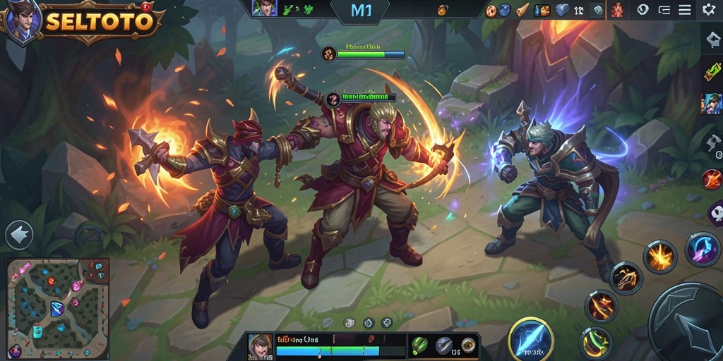 Screenshot gameplay SELTOTO menampilkan pertarungan epik antar hero.