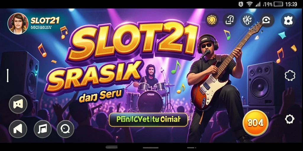 Tampilan permainan musik SLOT21 yang seru dan penuh warna.